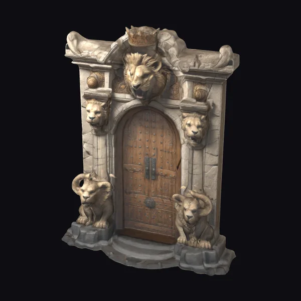 Ornate Stone Lion Doorway