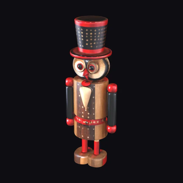 Wooden Owl Nutcracker Figure