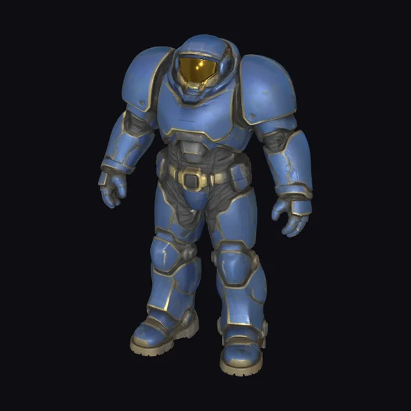 Blue Armored Space Soldier