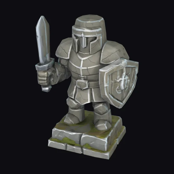 Gray Stone Knight Figurine