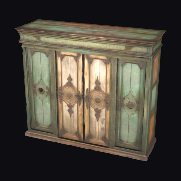 Rustic Green Wooden Wardrobe