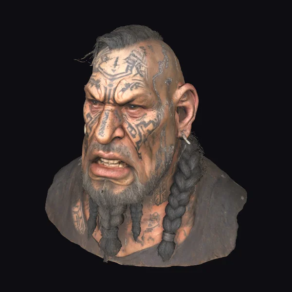 Tattooed Ogre Head