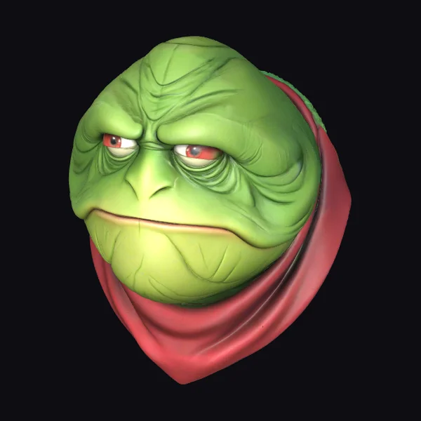 Green Wrinkled Frog Head