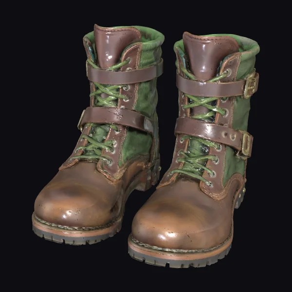Brown Green Combat Boots