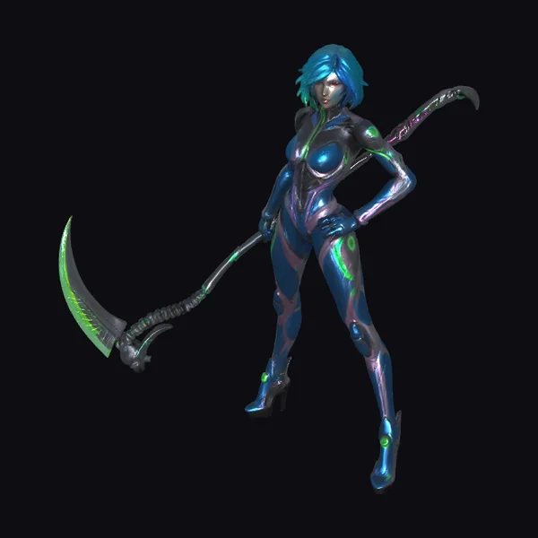 Cyberpunk Grim Reaper Girl