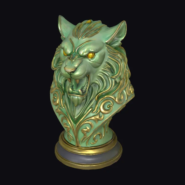 Emerald Feline Bust