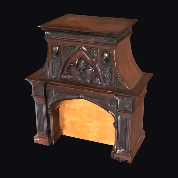 Ornate Wooden Fireplace Mantel