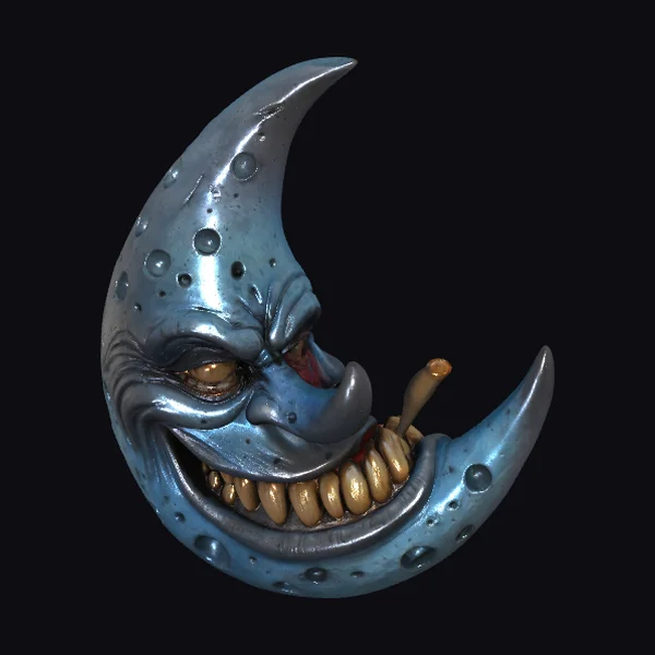 Smiling Crescent Moon Face