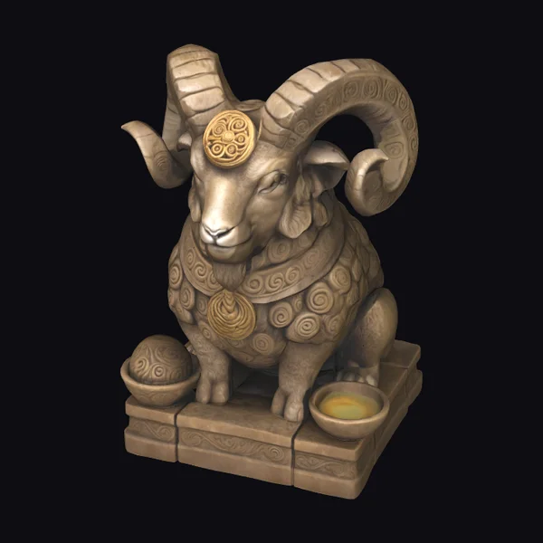 Golden Horned Ram Statue