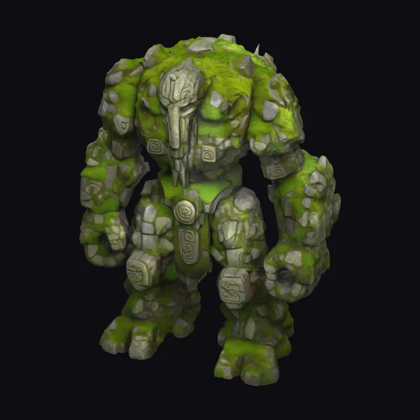 Mossy Stone Golem Statue