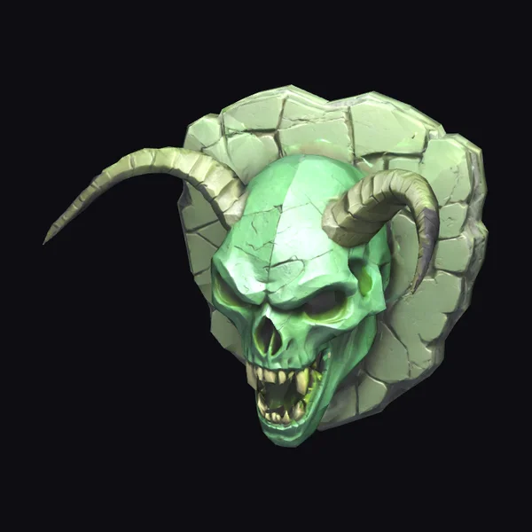 Green Orc Skull Carving