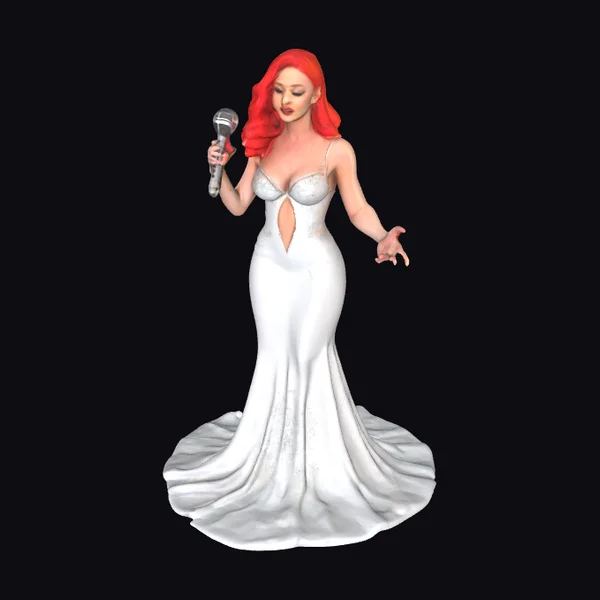 Singer in White Gown