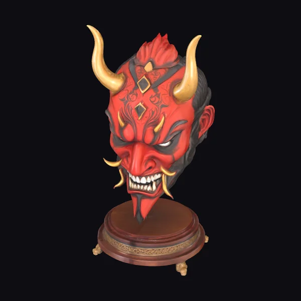 Demon Mask on Stand