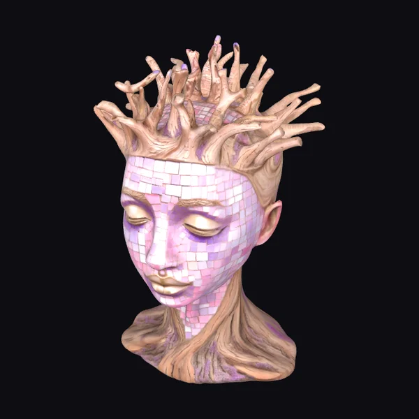 Mosaic Human Face Sculpture