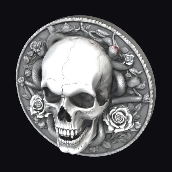 Skull with Snakes Roses