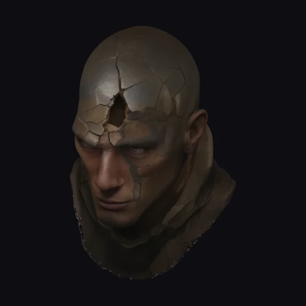 Cracked Male Head Bust
