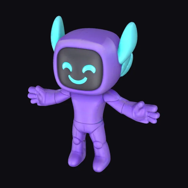 Purple Robot Character