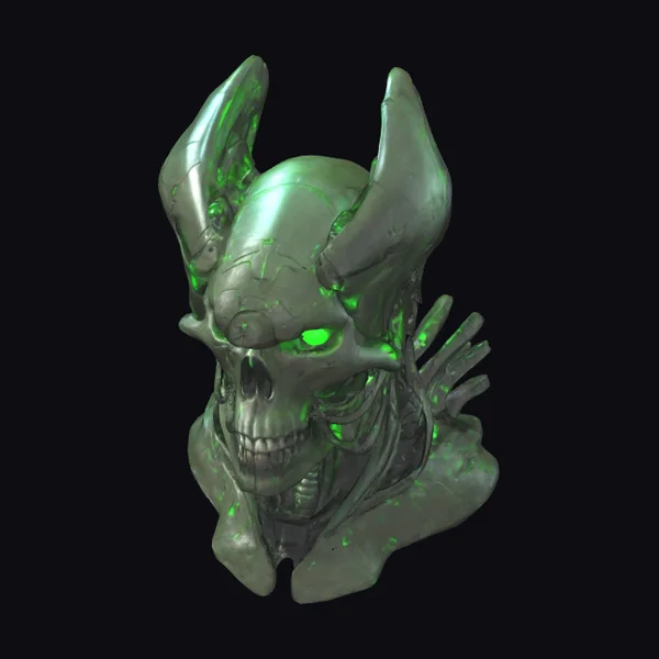 Glowing Green Skull Bust