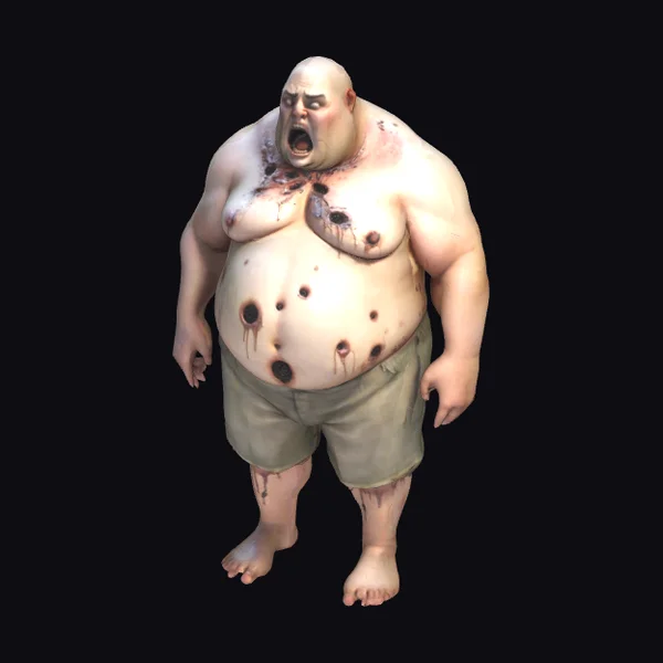 Fat Male Character Wounded