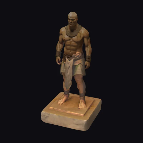 Ancient Bare-Chested Warrior Statue