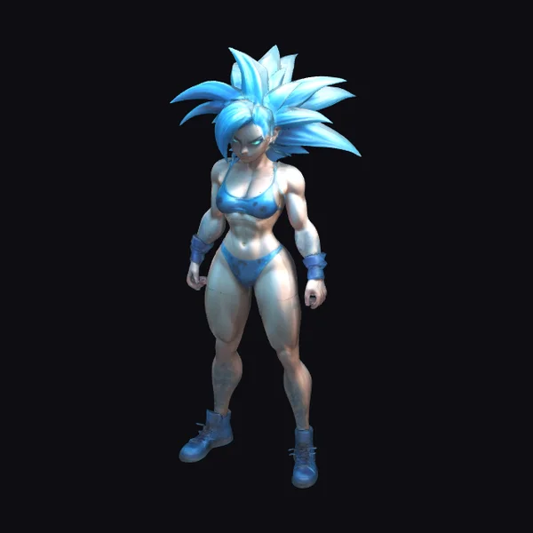 Blue Hair Female Warrior