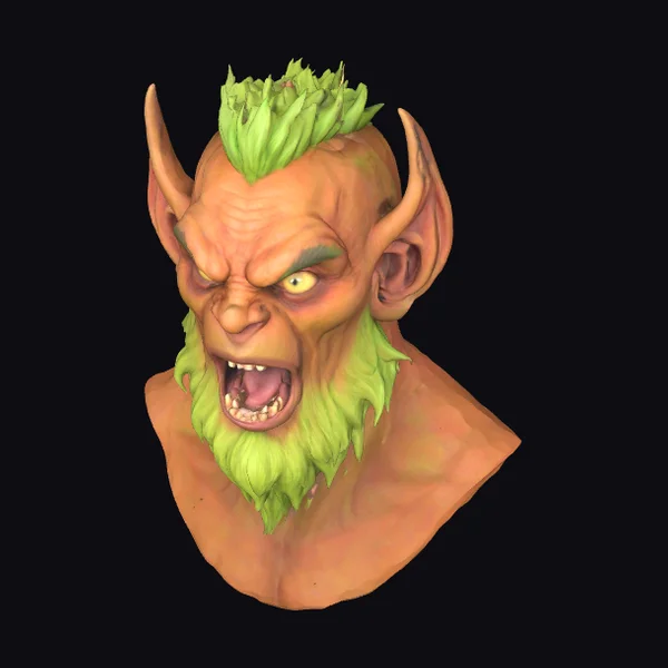 Fierce Orc Head Bust