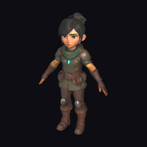 Cartoon Young Female Warrior