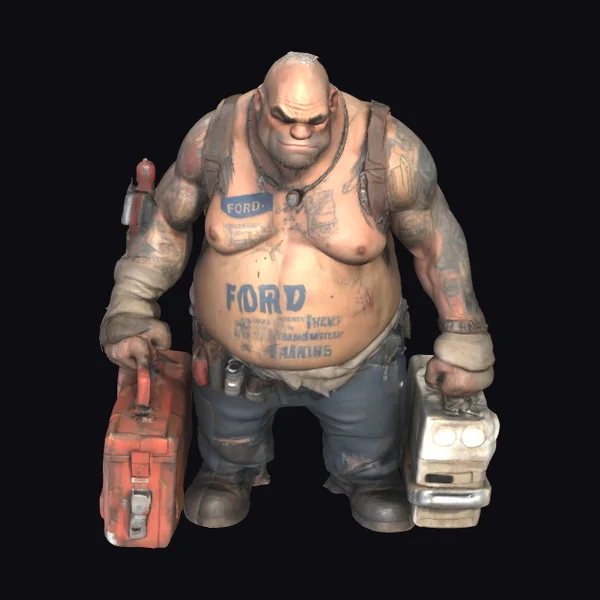 Tattooed Mechanic Man