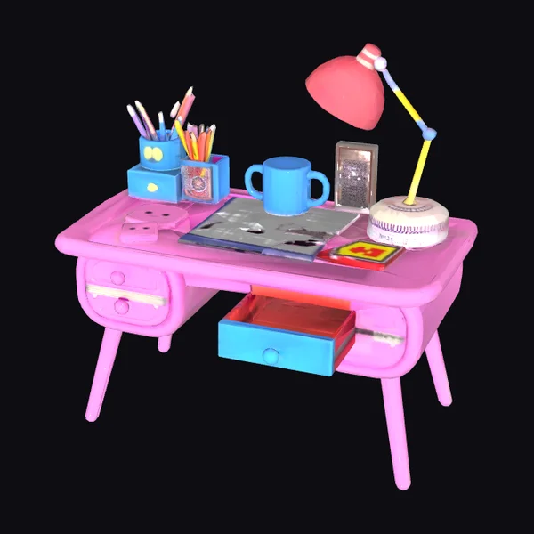Pink Chibi Style Desk