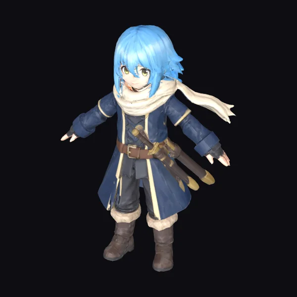 Blue-Haired Adventurous Hero