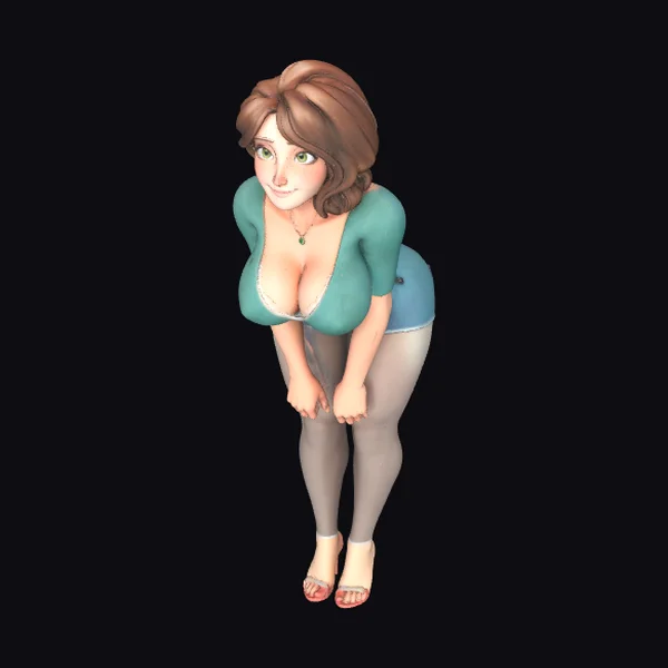 Cartoonish Woman Bending Over