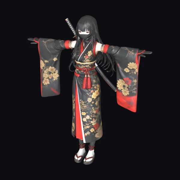 Samurai Girl with Kimono
