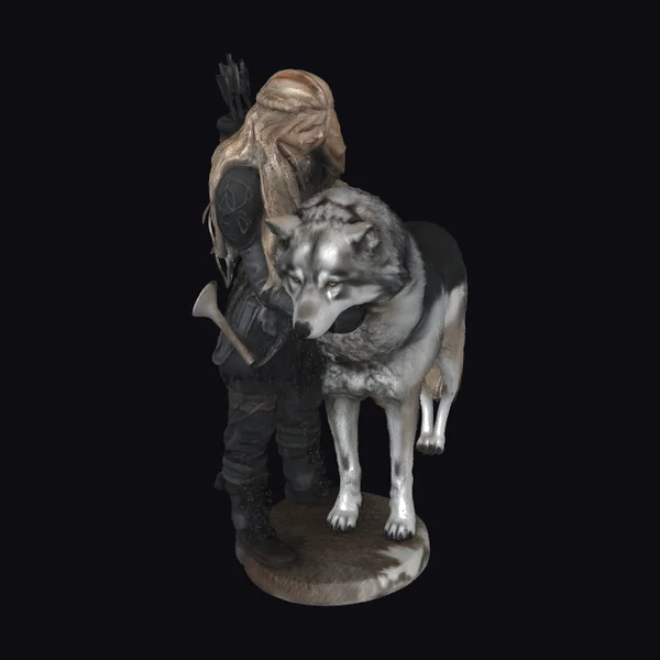 Woman with Shadow Wolf