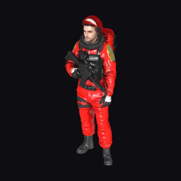 Astronaut with Backpack and Rifle