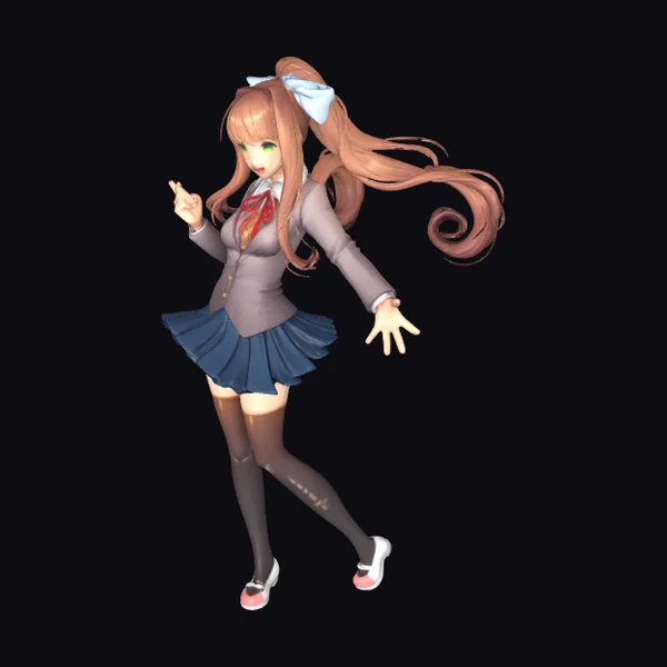 Anime Schoolgirl with Bow