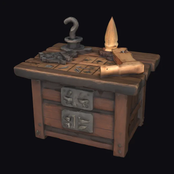 Wooden Workbench with Tools