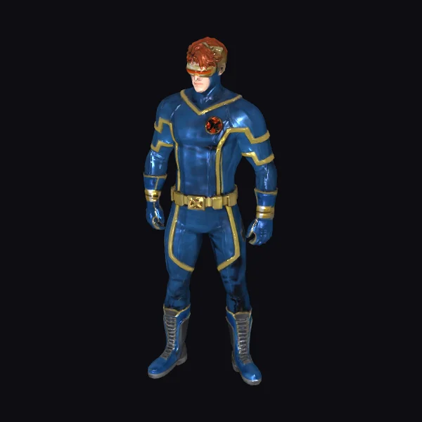 Blue Superhero with Gold Accents
