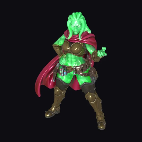 Green Female Warrior Figurine