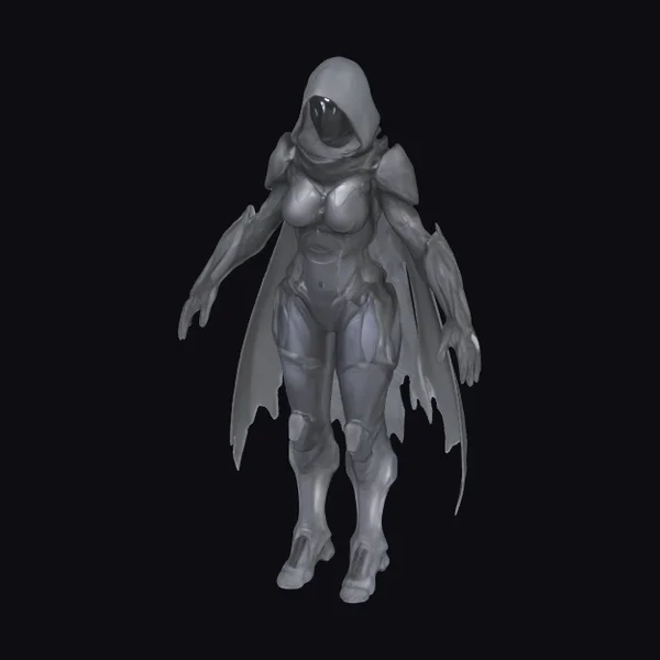 Gray Cyborg Female Hunter