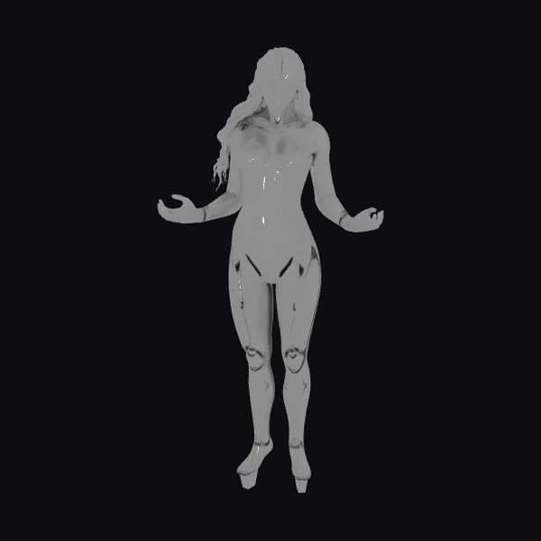 Gray Female Robot Statue