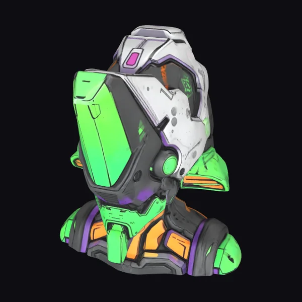 Futuristic Helmeted Bust