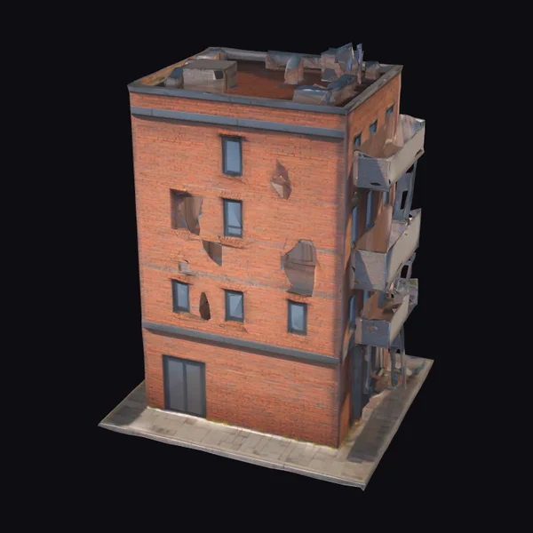 Damaged Modern Brick Building