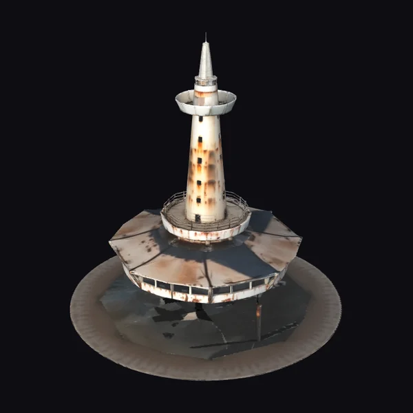 Damaged Coastal Lighthouse Tower