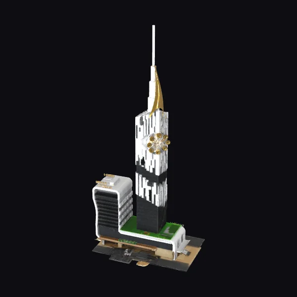 Futuristic Skyscraper Clock Tower