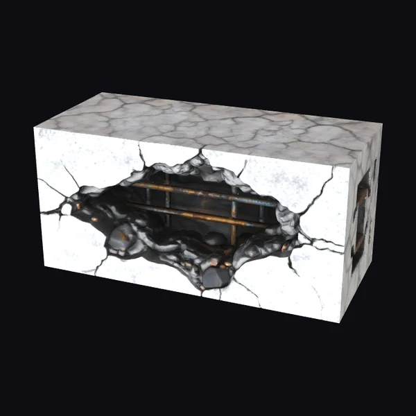 Fractured Concrete Block