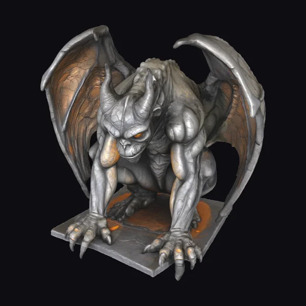 Gray Winged Demon Statue
