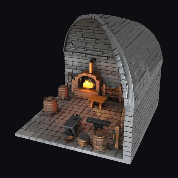 Isometric Blacksmith Shop Interior