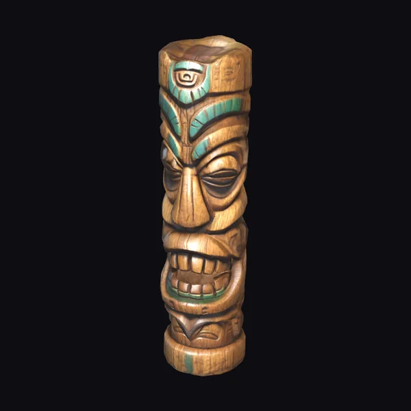 Wooden Tiki Idol Face