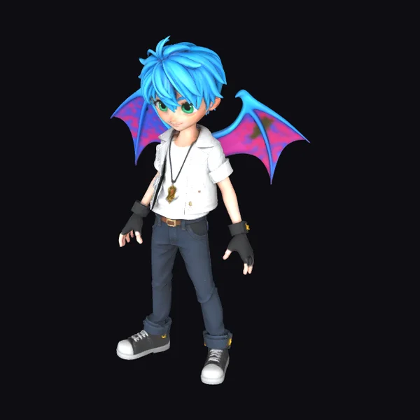 Anime Boy with Bat Wings