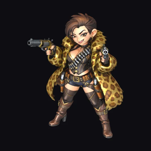 Cartoon Female Gunslinger